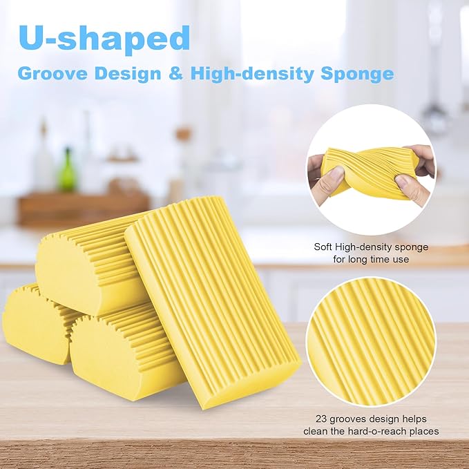 4 Pack Damp Clean Duster Sponge, Magic Sponge Eraser for Household Cleaning, Reusable Dusters Cleaning Supplies for Housekeeping, Dish, Blinds, Glass, Baseboards,Window Track Grooves and Faucets