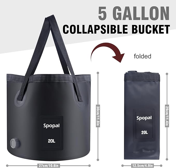 Collapsible Bucket with Handle 20L, Multifunctional Folding Water Container for Camping, Hiking, Traveling, Fishing, Laundry, Gardening, Waterproof, Durable, Lightweight