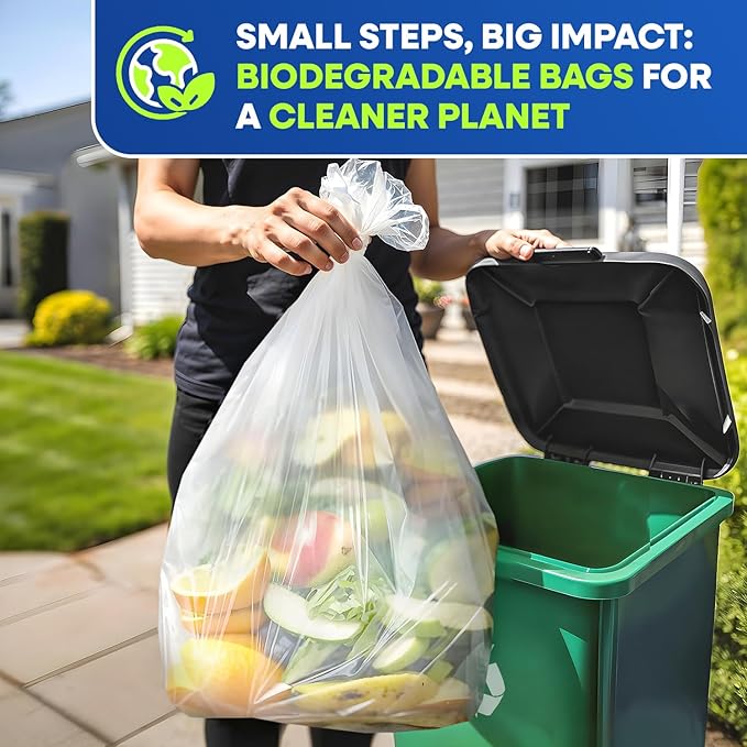 13-Gallon Compostable Trash Bags Biodegradable Trash Bags, 22" x 29" 0.65 Mil Can Liners 10 Rolls of 25/Roll, 250/Case