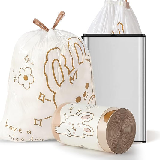 13 Gallon Trash Bags Drawstring, 50 Count Tall Kitchen Trash Bags, Sturdy Large Trash Bags, Cute Rabbit Printed Garbage Bags 13 Gallon Tall Kitchen, Tear Resistant Kitchen Garbage Bags for Kitchen