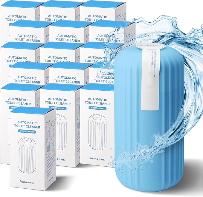Fresh & Fresh Automatic Toilet Bowl Cleaners (Sky Blue) - 16 Bottles(UPTO 2500 FLUSHES/Bottle), Commercial and Residential Toilet Cleaner 3-4 MONTH Lasting Toilet Bowl Cleaner Bottle