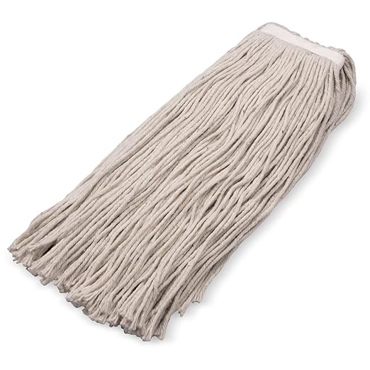 SPARTA Flo-Pac Cotton Mop Head, Cut-End, Narrow Band with White Band for Organized Cleaning, 44 Inches, Tan