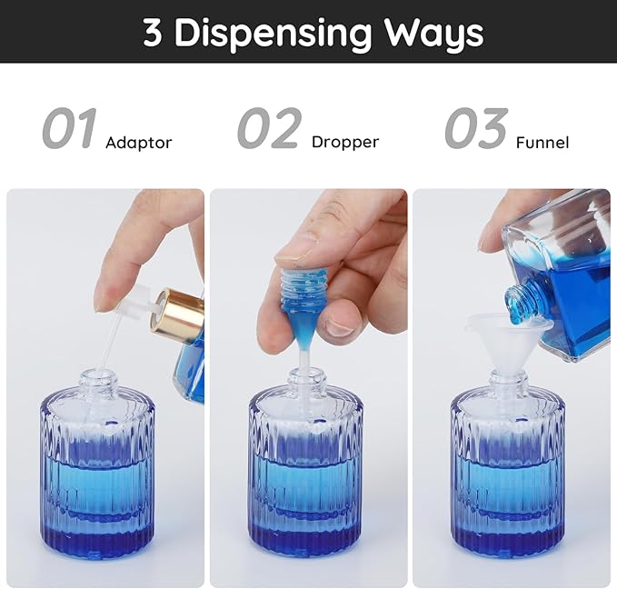 Segbeauty 1oz Glass Travel Cologne Sprayer, Blue Perfume Spray Bottles Refillable, 4pcs 30ml Empty Perfume Bottle for Women, Large Cosmetic Cologne Atomizer Spray Bottle Atomizer Sprayer for Men