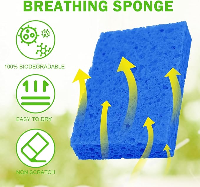 YoleShy 24 Pack Kitchen Sponges Natural Cellulose Compressed Sponges for Cleaning Reusable Dish Sponge Kitchen Non-Scratch DIY for Kids