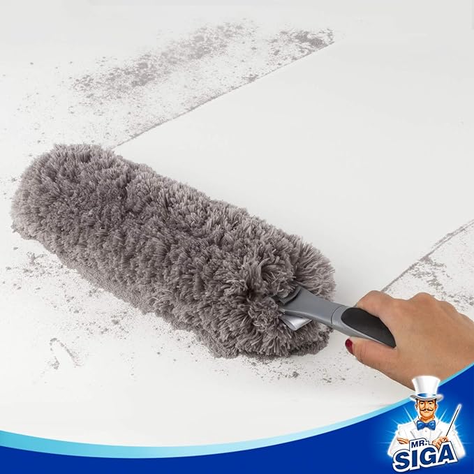 MR.SIGA Lint Free Microfiber Duster, Washable Duster for Household Cleaning Gray