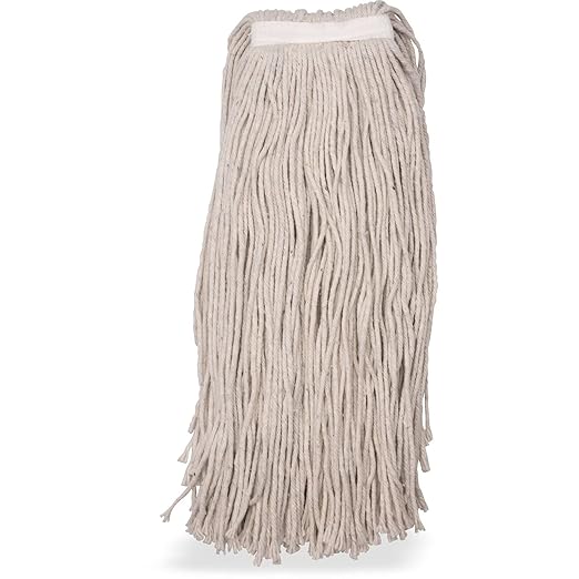 SPARTA Flo-Pac Cotton Mop Head, Cut-End, Narrow Band with White Band for Organized Cleaning, 44 Inches, Tan, (Pack of 12)