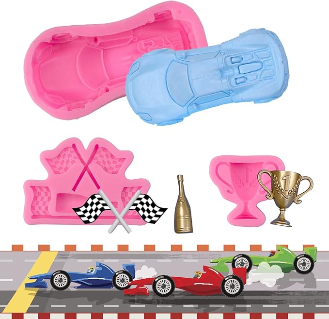 Race Car Silicone Molds - 3D Round Tire Fondant Mold, Truck Wheel Shape, Cake Decorating, Chocolate, DIY Polymer Clay, Gummy, Crafting Projects, Cupcake Topper Decor