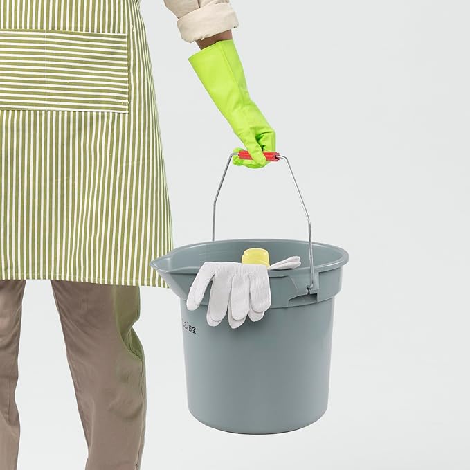 Jekiyo 4 Pack 14 Quart Commercial Cleaning Bucket Pail with Pour Spout and Handle, Grey