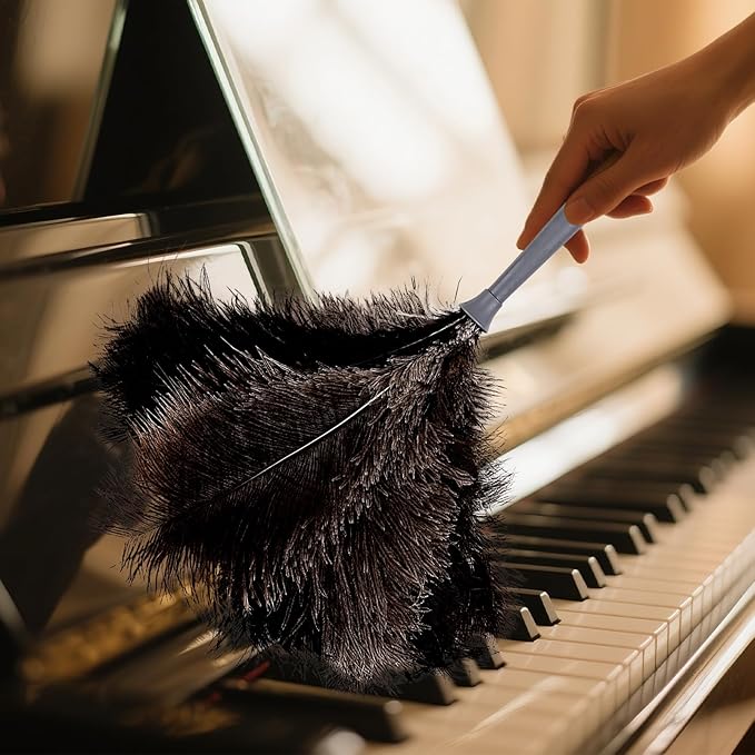 Feather Duster-Genuine Ostrich Feathers,Anti-Static,Reusable Eco-Friendly Handheld Cleaning for Keyboard,Home,Car,Office(17Inch,1Pack)