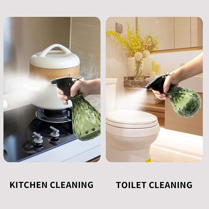 2 Pcs Spray Bottles, 500 ml/17 oz Empty Water Spray Bottles, Plastic Reusable Adjustable Mist Sprayer Squirt Bottles Containers Refillable for Cleaning Solutions, Gardening, Plants (Green)