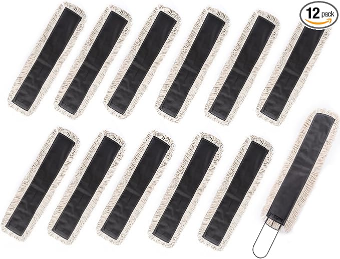 Matthew Cleaning 24'' High Strength Disposable Dust Mop Cotton Cut-end Yarn Mop Replacement Heads for Residential & Commercial Fit Standard Dust Mop Frames, Hardwood, Laminate, Concrete Floors 12Pack