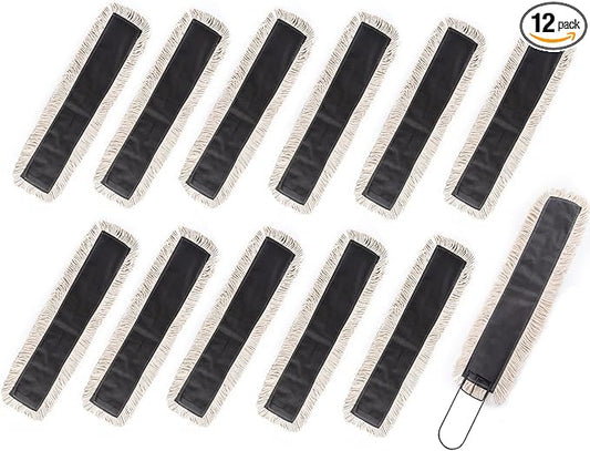 Matthew Cleaning 24'' High Strength Disposable Dust Mop Cotton Cut-end Yarn Mop Replacement Heads for Residential & Commercial Fit Standard Dust Mop Frames, Hardwood, Laminate, Concrete Floors 12Pack