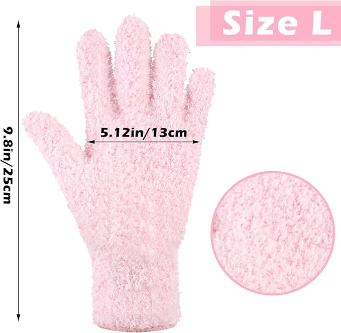 Patelai 3 Pairs Microfiber Plant Dusting Gloves Leaf Cleaning Gloves for Indoor Plants, Blinds, Furniture, House(Large,Pink, Nude, White)