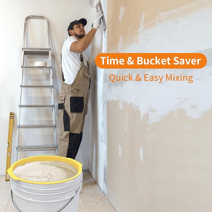 5 Gallon Silicone Bucket Liner - Reusable Measuring Mixing Liner for Concrete, Mortar, Grout, Paint - Food Grade Non-Stick with Measurement Marks - Easy to Clean & Durable (Yellow)