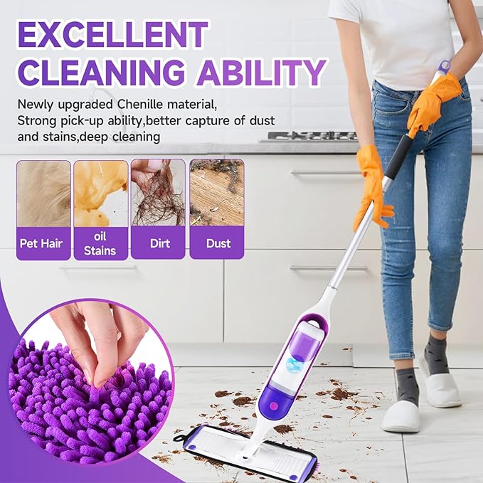 6 Pack Reusable Replacements Pads Compatible with Swiffer PowerMop,Microfiber Power Mop Pads for Swiffer 15'' Spray Mop, Washable PowerMop Pads Used for Multi Hardwood Floors