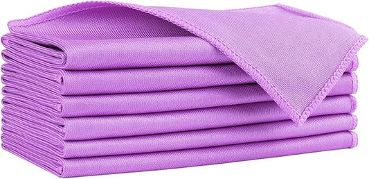 HOMEXCEL Microfiber Glass Cleaning Cloths 6 PK, Lint Free Streak Free, Reusable Microfiber Cleaning Cloth for Cleaning Windows, Glasses, Mirrors, Screens, Stainless Steel, and More Purple-14×16"