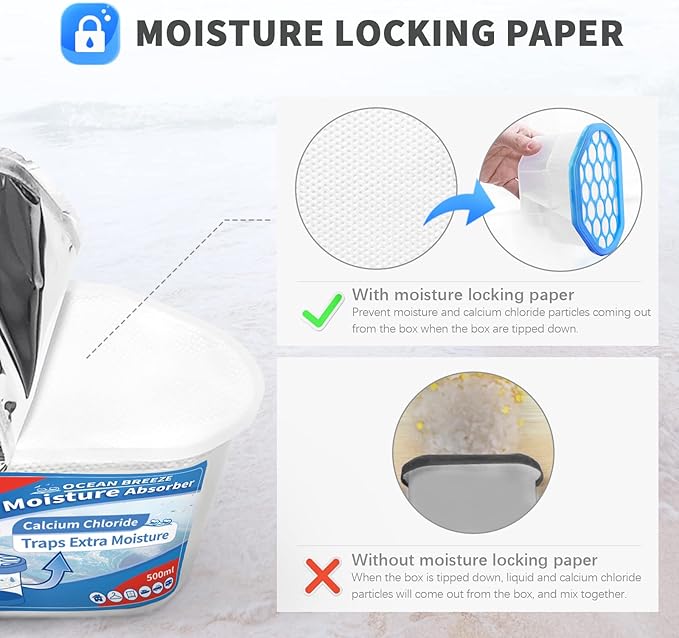 Vacplus Moisture Absorbers 12 Pack, 10.5 Oz, Humidity Absorber Boxes Attracts Extra Moisture from Your Bathroom, Closet, Kitchen, Dehumidifier for Closet (Ocean Scent), Light blue