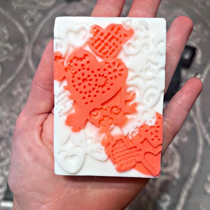 Silicone Soap Molds, 3D Detailed Flower Soap Mold, Rectangular Lace Pattern Soap Mold for DIY Handmade Soap Candle Wax Mold Lotion Bar, Bath Bombs, Reusable for Wedding Favors