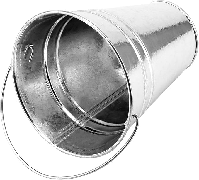 SINJEUN 40 Pack 4.5 x 5 Inch Galvanized Metal Buckets, Silver Metallic Pails with Handle, Mini Tinplate Tin Pails for Craft, Ice, Candy Snack, Flower Decoration