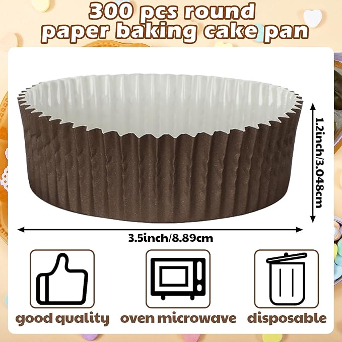 Uiifan Disposable Round Cupcake Liners Paper Baking Cups Wrappers Cupcake Paper Microwave Oven Safe Bakeware Mold for Snacks Cakes(4 Colors,300 Pack)
