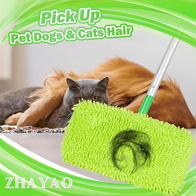 Reusable 100% Chenille Mop Pads Compatible with Swiffer Sweeper, Wet and Dry Flat mop Cover, 3 Pack Washable Pads for Surface/Hardwood Floor Cleaning (Mop is Not Included)