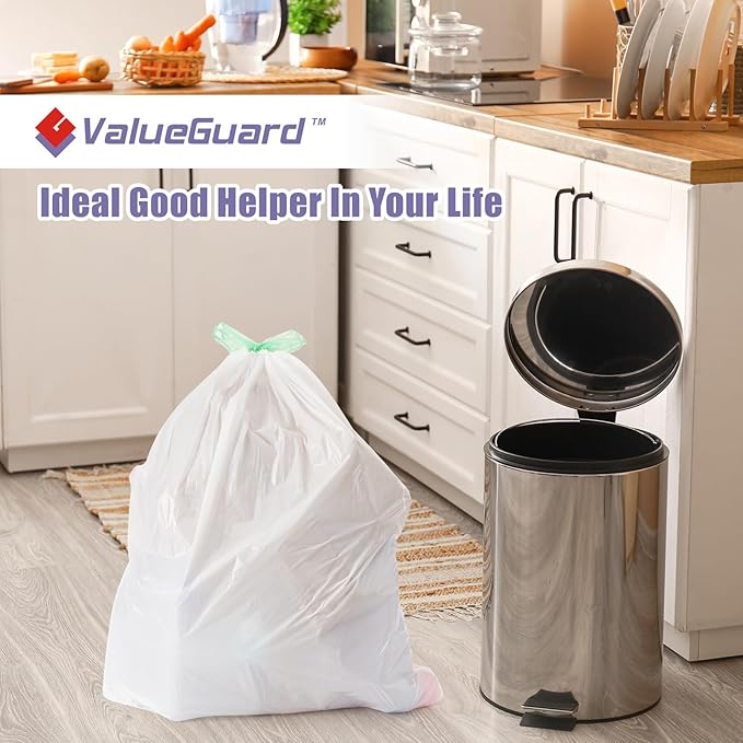 Trash Bags Garbage Bag 13 Gallon Drawstring Tall Waste Bag for Kitchen Office Party 0.8 Mil (110 Count)