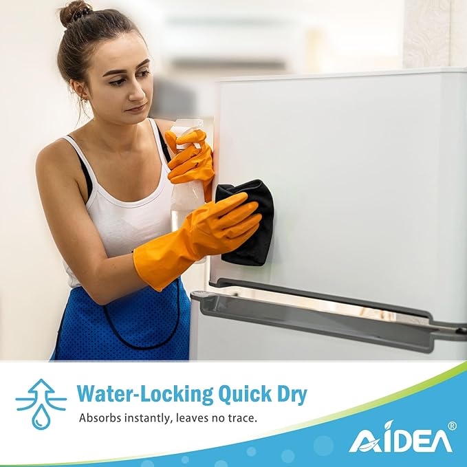 AIDEA Microfiber Cleaning Cloth 100PK, Soft Microfiber Towels for Cars, Absorbent Cleaning Rags, Lint-Free Streak-Free Wash Cloths for House, Kitchen, Window(12inx12in), Black