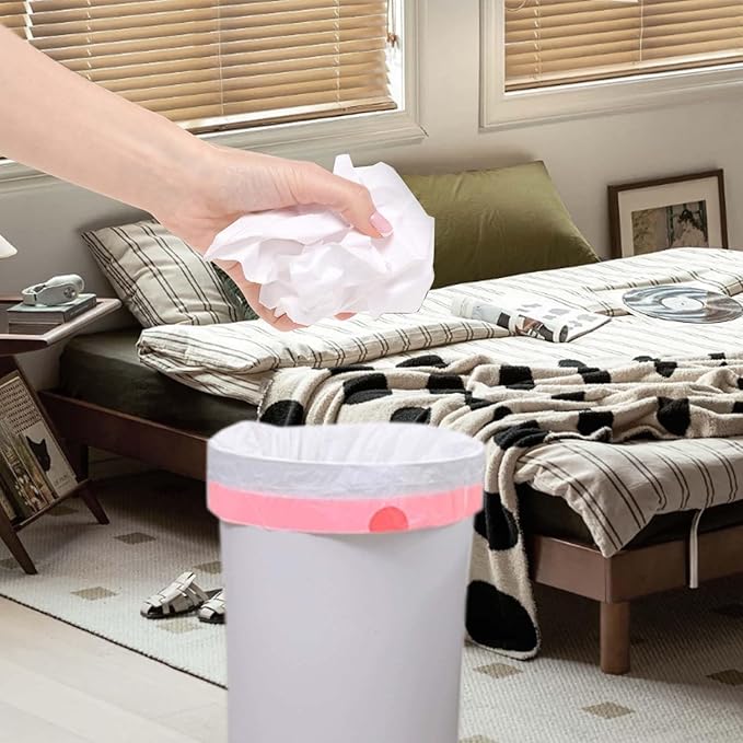 5 Gallon Trash Bags Drawstring, Pack of 42, Small Garbage Bags, 50x61cm, 8g/pcs, Unscented, White