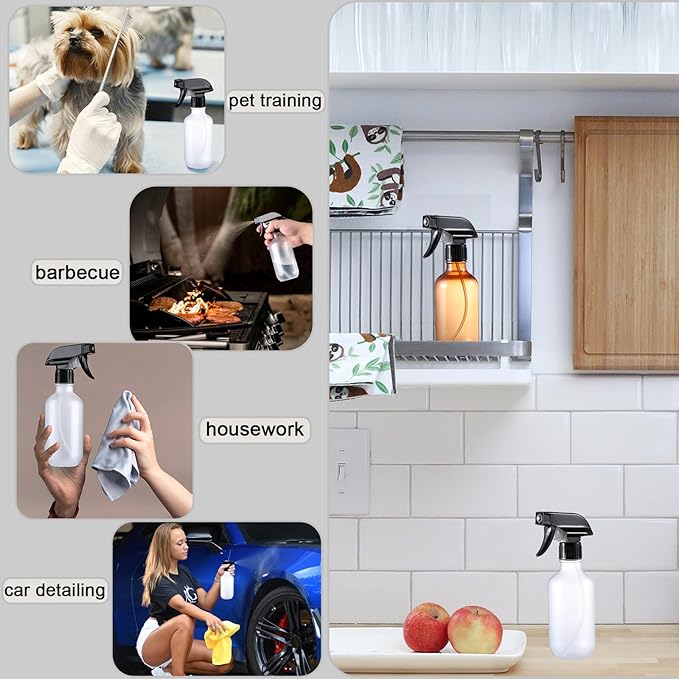 Small Water Spray Bottle for Hair, Frosted Clear Plastic Small Squirt Bottle with Adjustable Mist/Stream, Refillable Empty Mister Spray Bottles for Hair, Plant, Cleaning, Pet, 10.1 oz /300ML