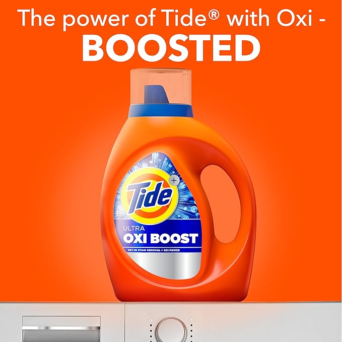 Tide Ultra Oxi Boost Liquid Laundry Detergent, 132 fl oz, 94 Loads, Advanced Stain Remover, Laundry Detergent Liquid with Extra Oxi Power (Packaging May Vary)