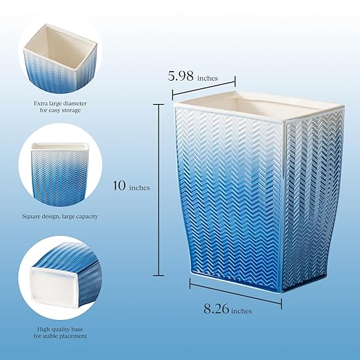 Bathroom Trash Can, Stylish Garbage Container Bin for Living Room, 1.32 Gallon/5 Liters Blue Small Trash Can, Waste Basket for Bathroom, Kitchen, Office, Bedroom-Room Decor.