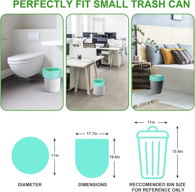 4 Gallon Biodegradable Trash Bags - Inwaysin Bulk 100 Count Unscented Compostable Garbage Bags for Bathroom Bedroom Office Kitchen Trash Can Waste Basket Liners Strong Thick