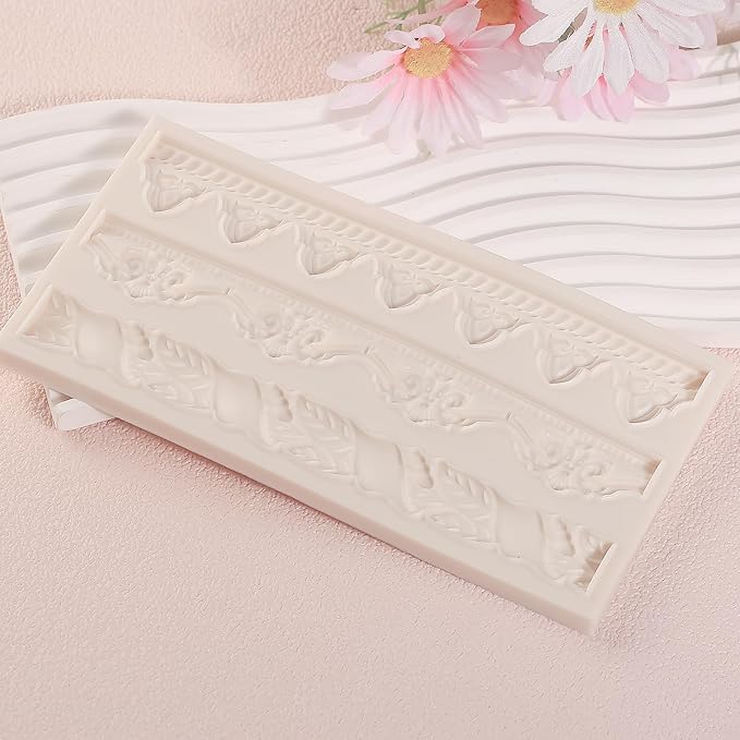 1 Pcs Baroque Cake Border Silicone Mold, Reusable Cake Decoration Fondant Mold for Wedding Cupcake Toppers, Chocolate, Candy, Clay, Plaster, Resin, Home Decor - 7.5 * 3.9"