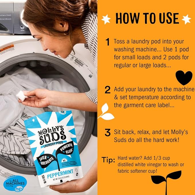 Molly's Suds Laundry Detergent Pods | Clean Detergent for Sensitive Skin | Ultra Concentrated and Stain Fighting | Citrus Grove - 60 Count