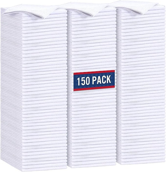 GLIMGLINT White Microfiber Cleaning Cloth, 150 Pack Microfiber Towels for Cars, Lint Free, Scratch-Free, Highly Absorbent, Reusable Cleaning Rags for Car, Household, Shop Towels 14"X12"