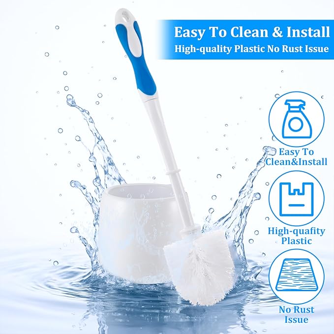 6 Pack Toilet Bowl Brush and Holder Toilet Bowl Scrubber Brush Heavy Duty 15 Inches Toilets Brushes Disposable White Stiff Bristles Cleaners Brushes Deep Cleaning Supplies for Bathroom