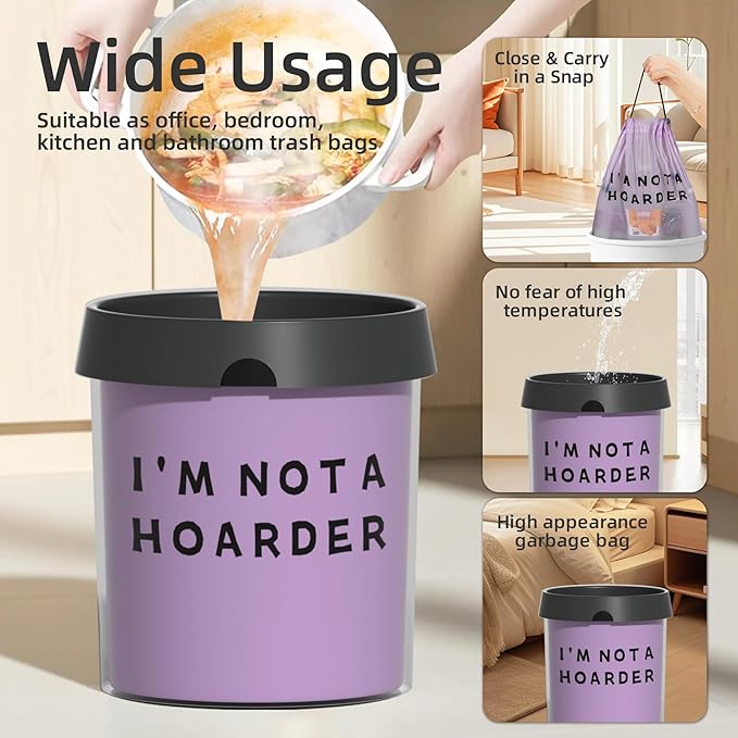 13 Gallon Trash Bags Drawstring, 50 Count Tall Kitchen Trash Bags, Sturdy Large Trash Bags, Not Hoarder Printed Garbage Bags 13 Gallon Tall Kitchen, Tear Resistant Kitchen Garbage Bags for Kitchen