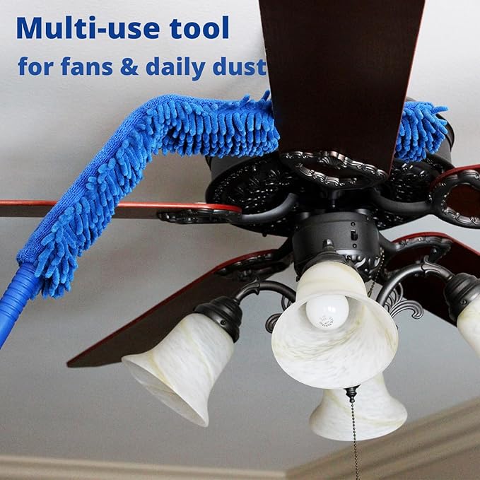 Wall Cleaner Mop with Fan Duster, BAFEZOZE Baseboard Cleaner Tool with Long Handle 82", Floor Cleaner for Mopping Long Dusters for Cleaning, 1 Ceiling Fan Cleaner Duster 4 Replacement Pads