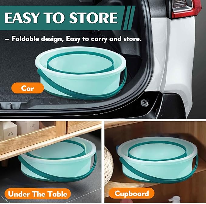 Collapsible Bucket 4.5 Gallon/17L Large Plastic Household Cleaning Mop Buckets Foldable Water Bucket for Car Wash Fishing Camping Beach (Green-Large)