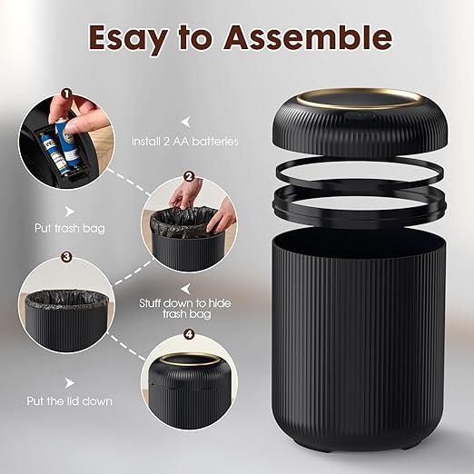 Procade Bathroom Trash Can Automatic Touchless,Motion Sensor Trash Bin,3 Gallon /11 L Smart Office Garbage can with Lid,Small Black Garbage Bin Wastebasket for Bedroom,Toilet, rv, Kitchen,Living Room