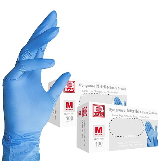 Jointown Basic Medical Blue Nitrile Exam Gloves, M - Latex-Free & Powder-Free - 2 boxes of 100, Medium-NGPF-7002