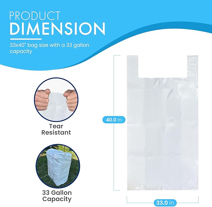 Heavy Duty Contractor Trash Bags with Handles – 33 Gallon, 150 Count | 17 Micron Thick, Extra Large Garbage Bags for Household, Yard Waste, Landscaping & Commercial Use | Secure Signature Knot