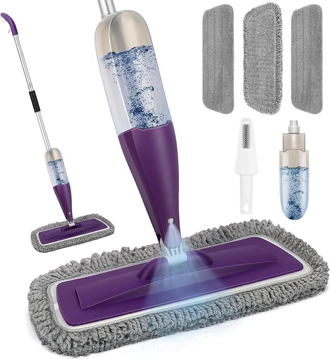 Spray Mop for Floor Cleaning with Washable Reusable Pads - Microfiber Wet Dry Mop with 800 ml Refillable Bottle,Dust Mops with Sprayer for Hardwood Laminate Vinyl Tile