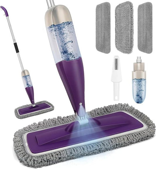 Spray Mop for Floor Cleaning with Washable Reusable Pads - Microfiber Wet Dry Mop with 800 ml Refillable Bottle,Dust Mops with Sprayer for Hardwood Laminate Vinyl Tile