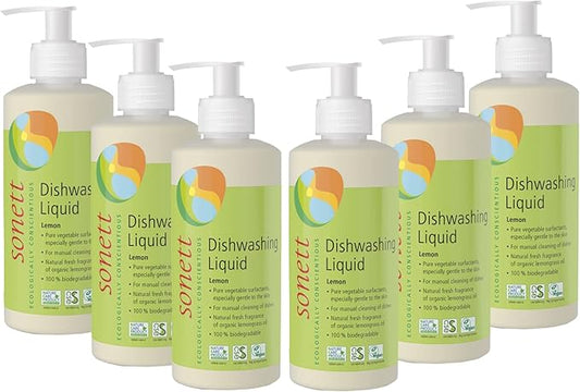Sonett Organic Dishwashing Liquid Organic 100% Biodegradable Lemon, 10 Fl.Oz (Pack of 6)