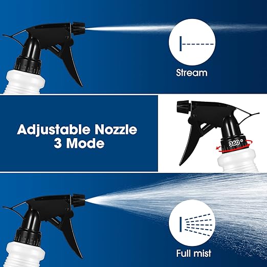 Yinder 18 Pcs 16 Oz Plastic Spray Bottle Bulk Empty Refillable Spray Bottles for Cleaning Solution Leak Proof Water Sprayer with Adjustable Nozzle Mist/Stream Mode(Black)