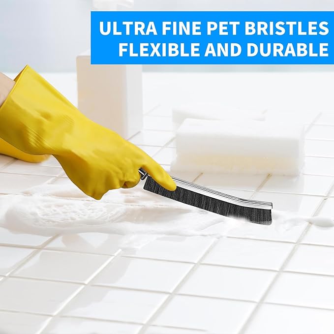 3Pcs Hard Bristle Crevice Cleaning Brush, Small Cleaning Brush, Grout Cleaner Brush, Toilet Brush, Scrub Brush for Shower Tile, Skinny Gap Cleaning Tools for Kitchen, Home, Household, Window