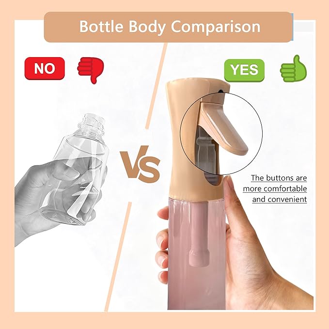 Spray Bottle for Hair Continuous Ultra Fine Mist (300ml) 360° Multi Spray Bottle for Plants, Cleaning, Skin Care Leakproof & Durable 2 Pack