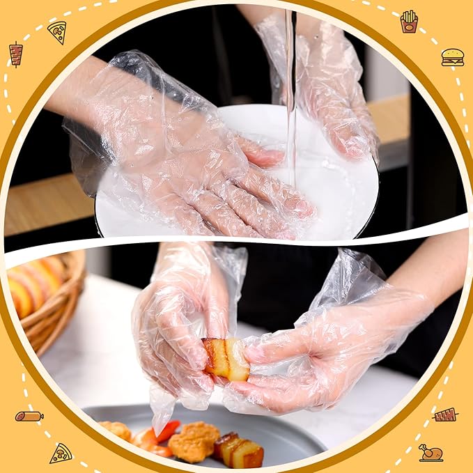 Hoolerry 2000 Pcs Disposable Plastic Gloves for Cooking Food Prep Clear Service Safe Kitchen Gloves for Food Handling Household Cleaning Party Celebration, One Size Fits Most