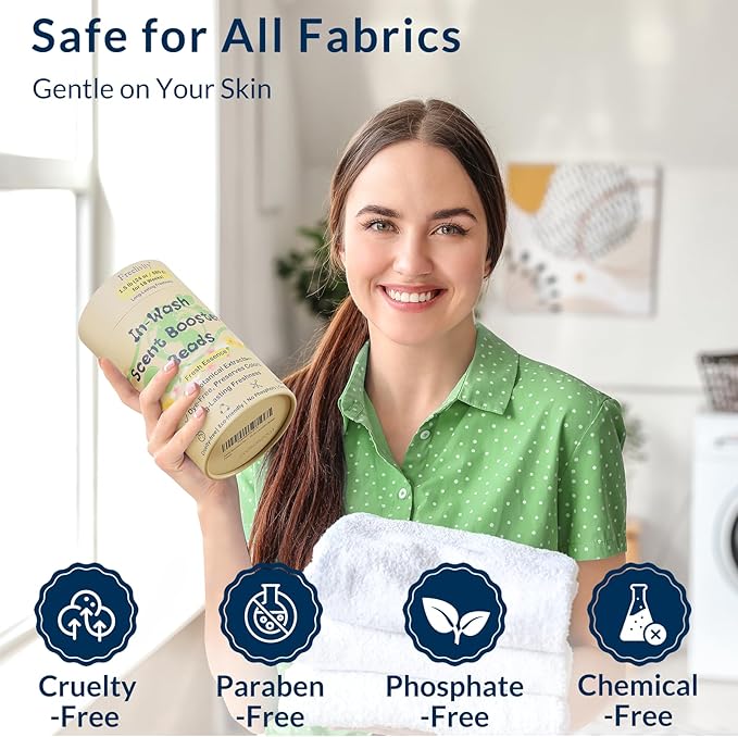 Freelivity In‑Wash Scent Booster Beads – Fresh Essence Scent, Laundry Beads fabric softener, 24 oz – Lasts Up to 70 Washing Cycles – Eco‑Friendly & Safe for Babies and Kids